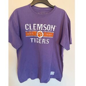 Original Retro Brand Clemson Tigers Purple Graphic T-Shirt Mens Large Distressed